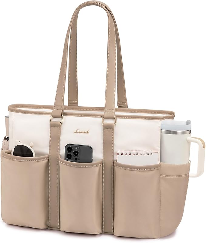 LOVEVOOK Work Tote Bag, 15.6 Inch Laptop Bag for Women Teacher Nurse Mom With Large Cup Holder, Utility Everything Bag For Travel College Daily, Large Computer Purse Handbag, Gift by LOVEVOOK