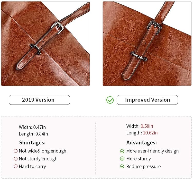 Kattee Vintage Genuine Leather Tote Shoulder Bag for Women | Genuine leather tote with adjustable straps, 7 pockets, and room for a 14-inch laptop, ideal for work and travel. - Image 6