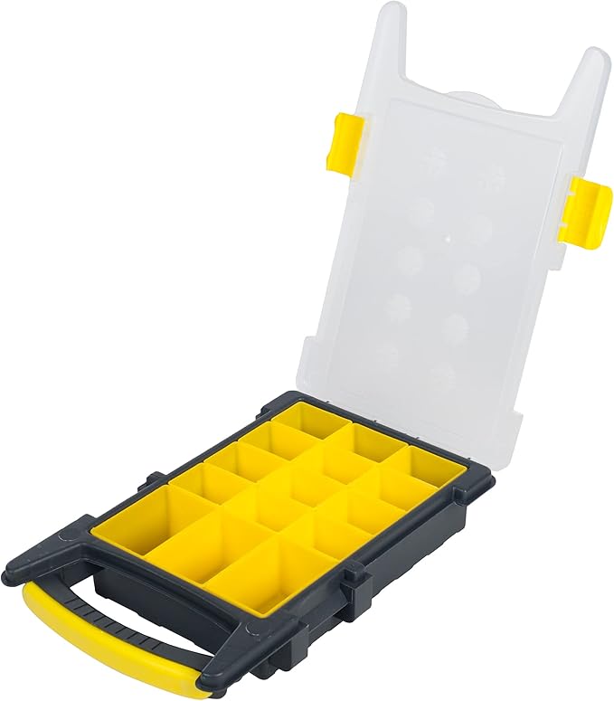 Stalwart Storage Organizer Tool Box Set, Yellow/Black, Set of 4 | Plastic Clear Top Bins for Small Parts, Crafting Supplies, and Hardware Organizers with 3 Sizes of Compartments - Image 4