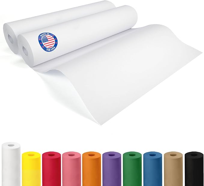 12" x 1200" (100 ft) Extra White Offset Kraft Paper Roll, 2-Pack – USA-Made 50lb Premium Eco Paper, Brighter-Than-Standard White – Ideal for Arts & Crafts, School Projects, Wrapping by IDL Packaging by IDLPackaging