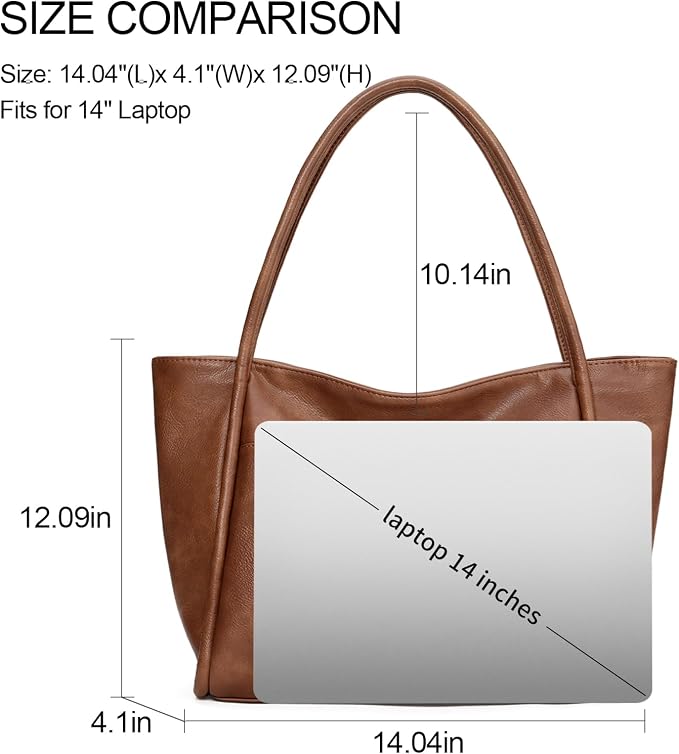 GAEKEAO Tote Bag for Women Vegan Leather Zipper Shoulder Bags Travel Purses | Large Capacity Purse Handbags, Inner Pocket with Key Clip, Fits 14" Laptop, for Casual Work Dating Commute Daily Weekender - Image 4