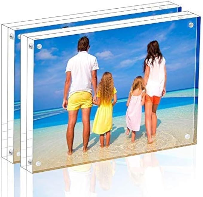 Meetu Acrylic Picture Frame 6x8 Tabletop Photo Frame Magnetic Double Sided Frame Free Standing Desktop for Display Document, Certificate, Photograph, Artwork in Office Room by Meetu