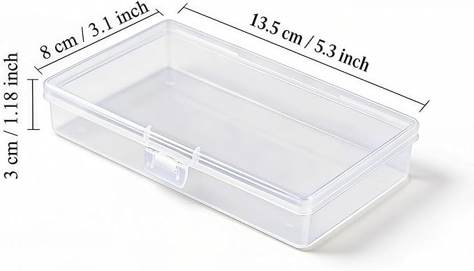 12 Pack Rectangular Clear Plastic Storage Containers | 5.3 x 3.1 x 1.18 inch, Hinged Lid, For Beads and Small Craft Items - Image 2
