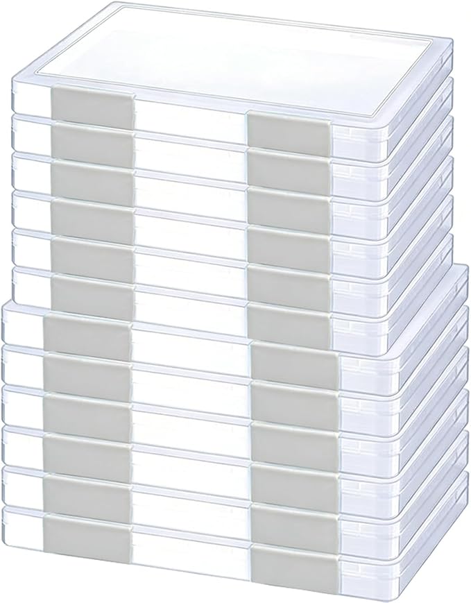 LonlyEagle 12 Pcs Clear A4 File Portable Project Case, Plastic Storage Box for 8.5" x 11" Letter Paper, Scrapbook Paper Storage Boxes Documents Magazines Holder by LonlyEagle
