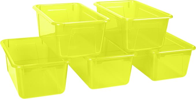 Storex Small Cubby Bin, 12.2 x 7.8 x 5.1 Inches, Candy Yellow, 5-Pack (62476U05C) by Storex