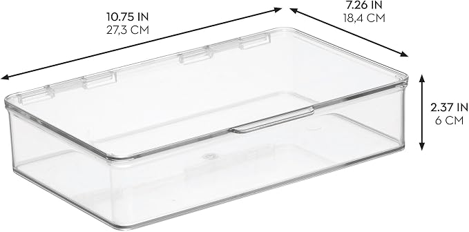 iDesign Plastic Stackable Hinged-Lid Storage Box - Set of 4 - Clear | Pantry or Kitchen Use - Image 3