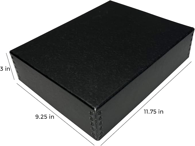 Lineco Drop Front Archival Storage Box, 9.25x11.75x3 in, Black, 2 Pack | Acid-Free with Metal Edge, Preserves Picture Longevity, Organize Photos, Newspapers, Prints, Documents, Crafts, DIY - Image 2