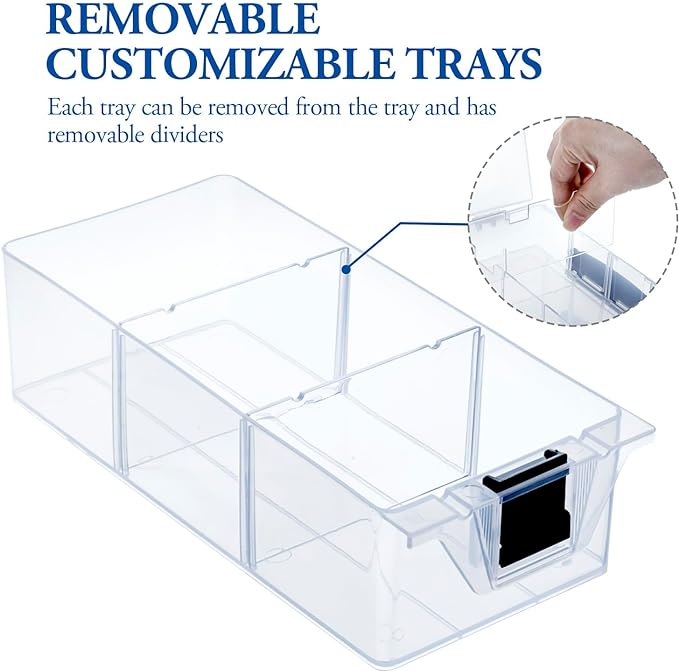 MyGift 11 Inch Clear Plastic Storage Box Container, Arts and Crafts Sewing Supplies Organizer Case with Black Accents, 24 Customizable Compartments, and 6 Drawers with Removable Dividers | Sewing Supplies Organizer Case with Black Accents, 24 Customiza... - Image 3