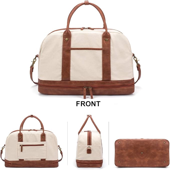 Weekender Bag for Women Canvas Overnight Bag Large Travel Tote Bag Carry on Shoulder Duffle Bag With Shoe Compartment,Perfect for Travel/Daily Use/Birthday Gift … - Image 7