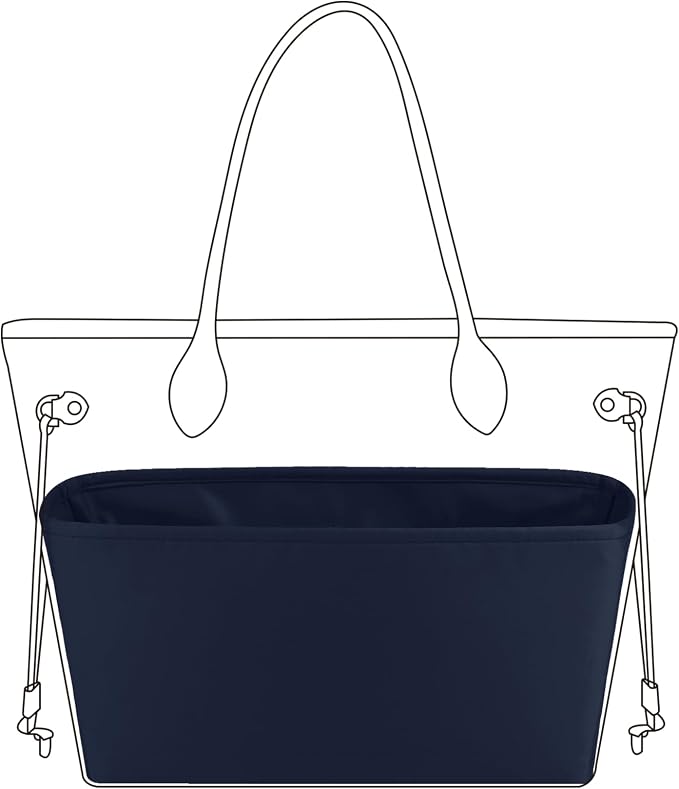 DGAZ Silk Purse Organizer Insert for Neverfullbag(Blue nuit,MM) | Soft and Lightweight,Perfect Fit,Multi-pocket Storage,Bag Protector,Luxury Bag Care,Handmade,for Smooth Bag Organizer by DGAZ