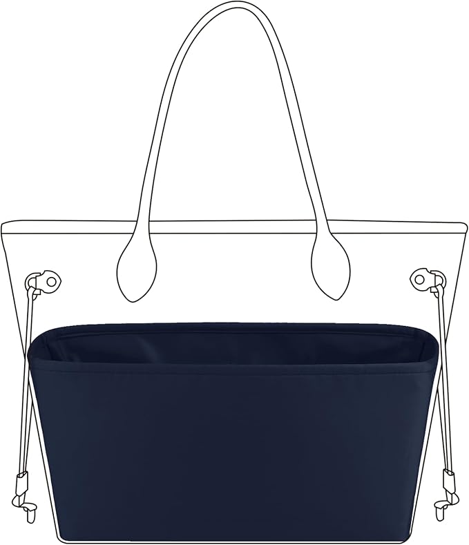 DGAZ Silk Purse Organizer Insert for Neverfullbag(Blue nuit,GM) | Soft and Lightweight,Perfect Fit,Multi-pocket Storage,Bag Protector,Luxury Bag Care,Handmade,for Smooth Bag Organizer by DGAZ