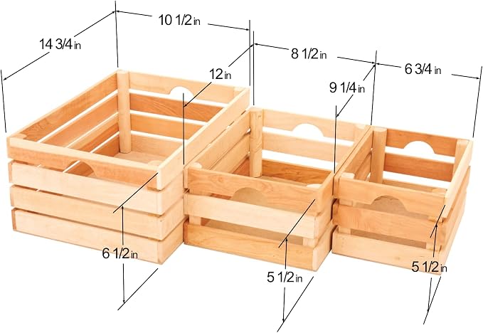 VINTAYARD Rustic Wood Crates for vintage decorative display, Nesting Crate set for storage and farmhouse style decor, wooden boxes made from 100% Wood (Natural Cedar, Nested Set of 3) - Image 5
