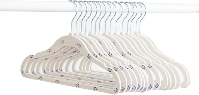 3 Sprouts Velvet Baby Hangers, Non Slip Slim, Blueberry Cream, 30 Pack | Non-slip velvet, Notched shoulders, 360-degree swivel hook, 11.75 x 8 in, Infant and toddler clothes, Soft colors for nursery - Image 4
