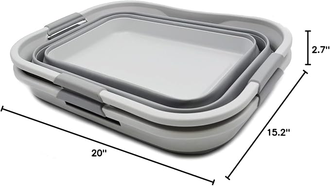 SAMMART Set of 2-30L (8 gallon) Collapsible Plastic Laundry Basket - Foldable Pop Up Storage Container/Organizer - Portable Washing Tub, Water capacity: 24L (6.3 gallon) (2, Grey) - Image 10