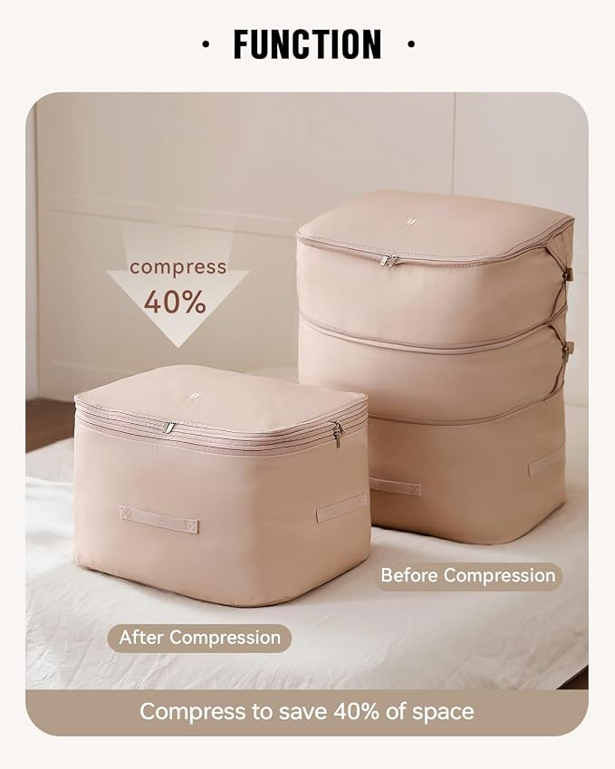 Eachy 2-Pack Comforter Storage Bag Blanket Storage Bags, Compression Storage Bags for Blanket Comforter, Ultra Space Saving Self Compression Organizer - Image 4