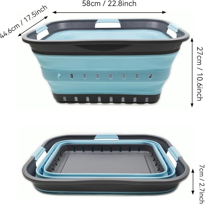 SAMMART 42L (11 gallon) Collapsible Plastic Laundry Basket - Foldable Pop Up Storage Container/Organizer - Space Saving Hamper/Basket (1, Grey/Sea Angel) - Image 3