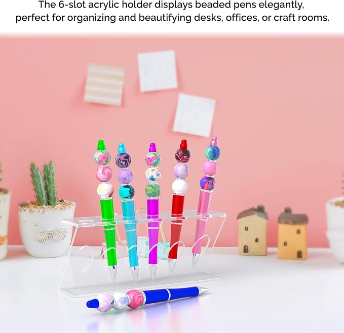 Marketing Holders 4 Pack Curved Beaded Pen Holder Clear Acrylic Makeup Brushes Craft Supplies Retail Department Stores Stylish Practical and Easy Storage Solution - Image 3
