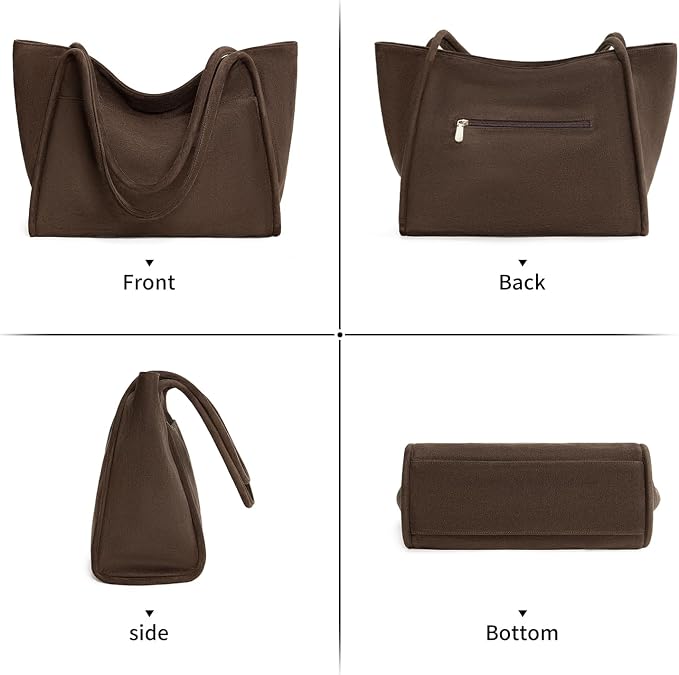 GAEKEAO Tote Bag for Women Vegan Leather Zipper Shoulder Bags Travel Purses | Large Capacity Purse Handbags, Inner Pocket with Key Clip, Fits 14" Laptop, for Casual Work Dating Commute Daily Weekender - Image 6
