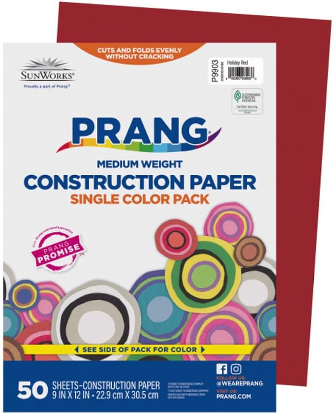 Prang Construction Paper, 9" x 12", Holiday Red, 50/Pack, 50 Packs | Formerly SunWorks, Class Pack, 2500 Sheets Total, P9903 - Image 2