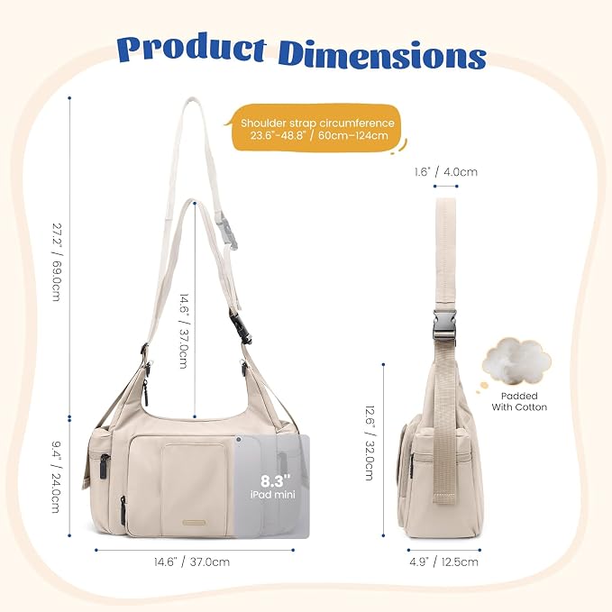 14L Puffer Diaper Bag Tote, Large Capacity Travel Diaper bags, Crossbody Hospital Bag for mom - Image 3
