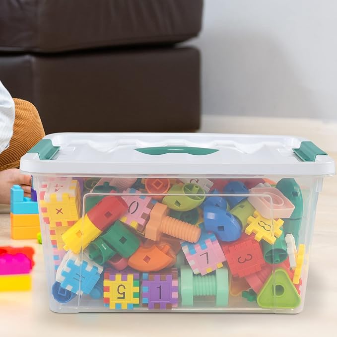 Gainhope 6 Packs 14 L Plastic Stackable Storage Box with Latching Lid | Clear Organizer Bins with Handle - Image 4