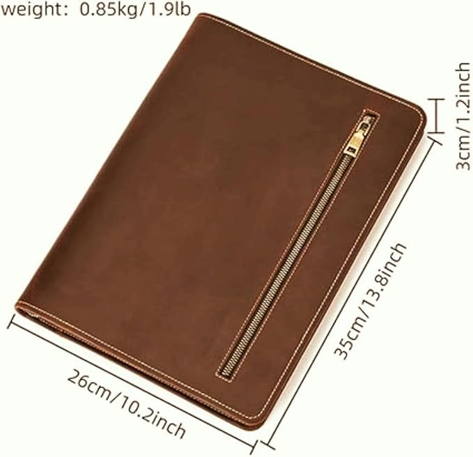 Zippered Padfolio Organizer, Leather Planner Binder, 12.9 Inch Portfolio Folder for Documents, Letter Size Business Card Tablet Document Holder for Men&Women, Brown - Image 4