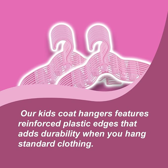 40 Pack Plastic BABY Nursery Hangers, Trouser Hanger Coat Hangers Trouser Hangers Baby Hangers for Clothes, Coat Hanger Baby Stuff Kids Hangers (Pink) - Image 5