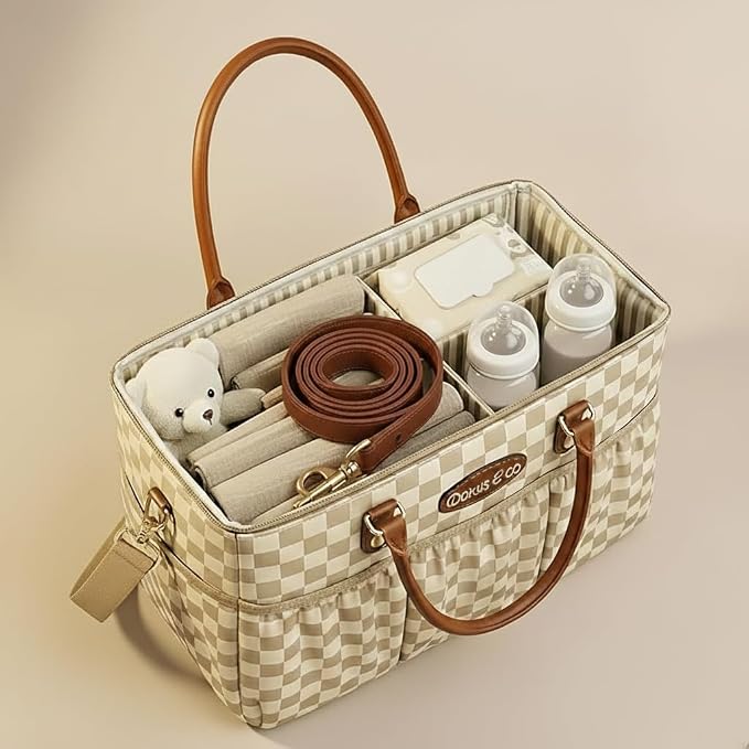 DOKUS & CO Luxe Diaper Caddy Organizer, Extra Large Collapsible Nursery Storage Tote for Baby Essentials & Travel - Image 6