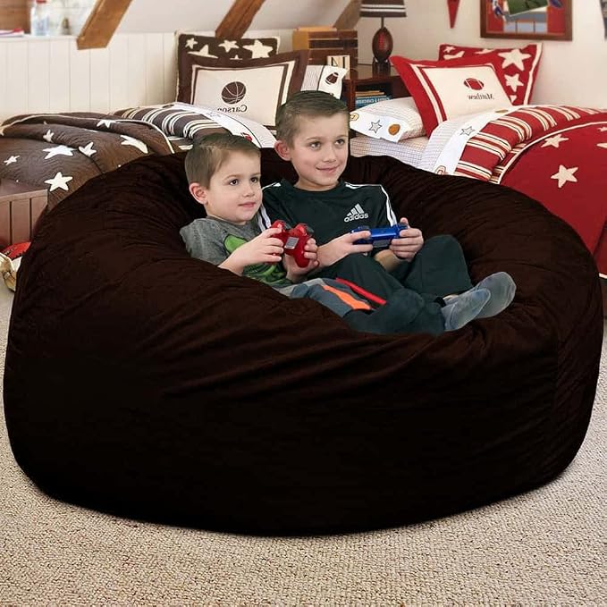 ULTIMATE SACK | 4 Ft Bean Bag Chair Replacement Cover Only | Brown Fur | Removable Washable Cover only - Image 8