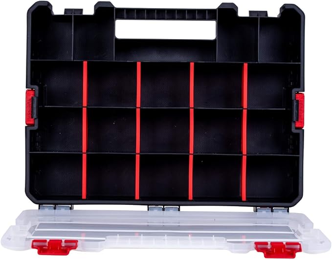 2-Pack Small Parts Organizer Box – Stackable Hardware Storage Organizer Case with 20 Compartments & Dividers – Screw, Nut, Bolt, Drill Bit Organizer for Garage, Workshop, Crafts - Image 6