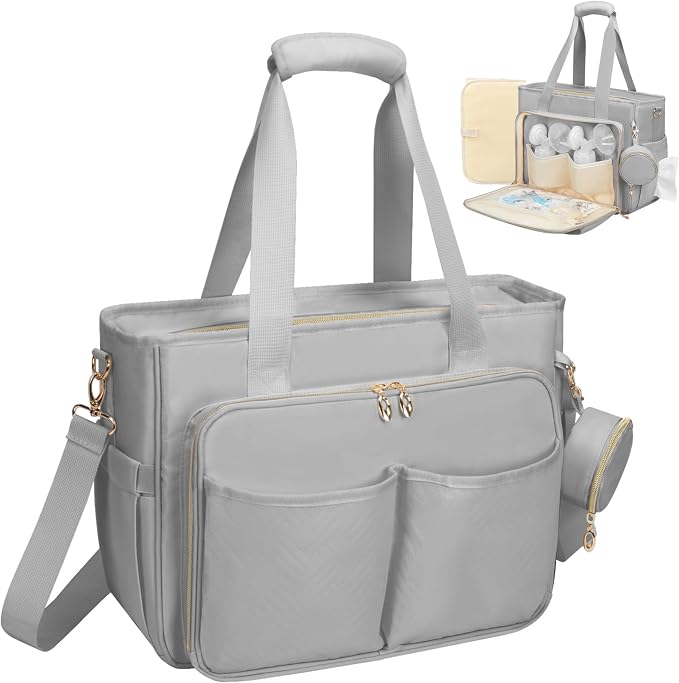 GDNasist Diaper Bag Tote, Large Travel Hospital Bag for Labor Delivery | Baby Bag with Pacifier Case, Large Capacity Travel Diaper Case with Changing Pad & Stroller Clips by GDNasist
