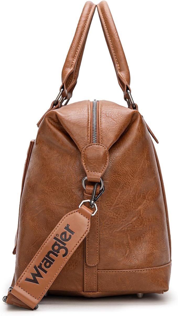 Wrangler Duffel Bag Large Travel Weekender Bag for Women Waterproof Carry on Overnight Bag for Gym,Trips,Weekends,Brown - Image 4