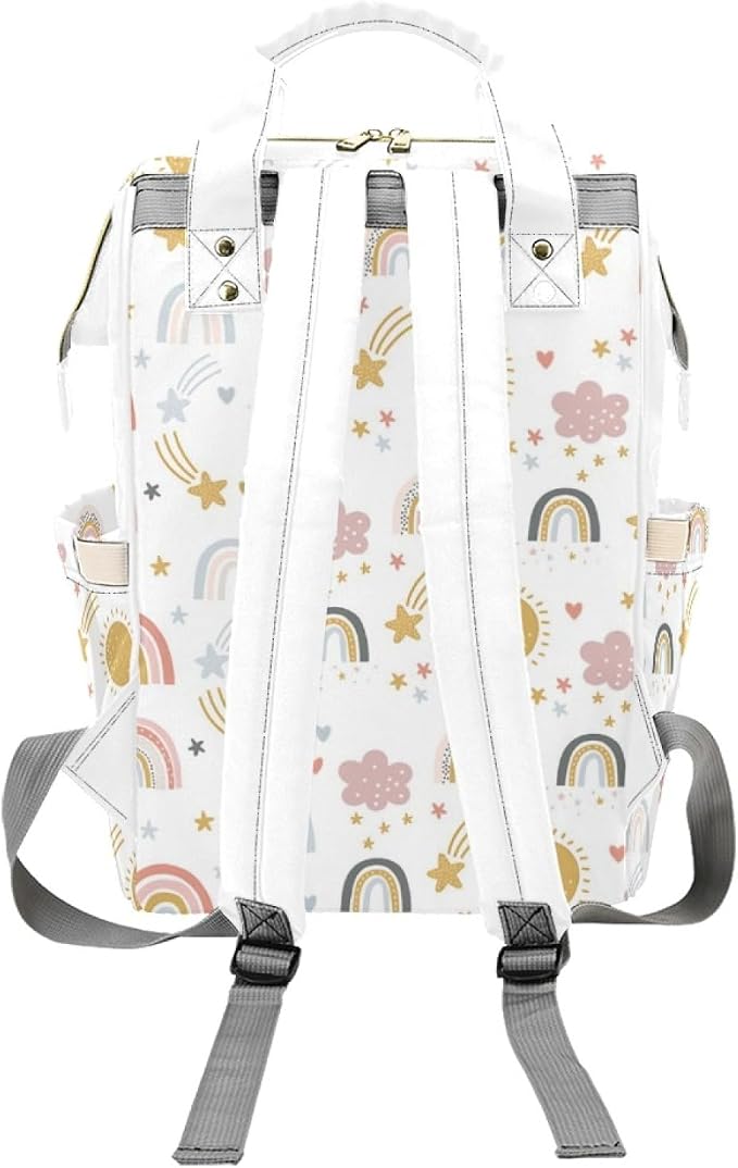Custom Baby Diaper Bags with Name, Rainbow Personalized Diaper Bag Backpack Mommy Bag Diaper Nappy Bags Casual Daypack Travel Shoulder Bag for Mom Dad Multi Color - Image 4