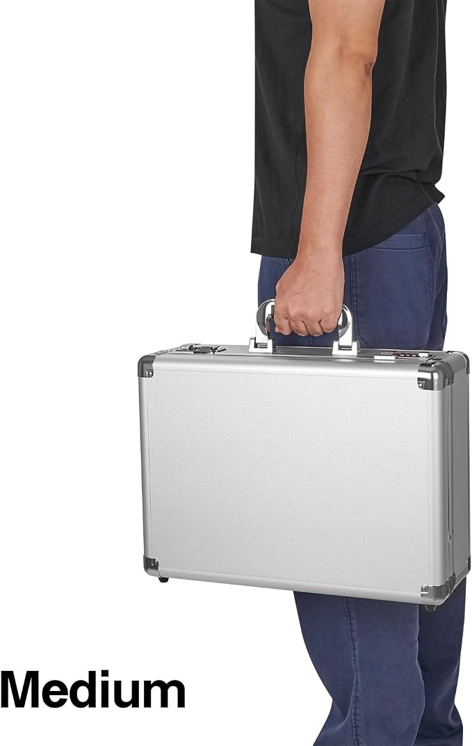 File Organizer Storage Box - 16.9 x 12.2 x 6.1 Inch Large, Portable Locking Storage Totes with Dual Combination Locks, Lock Boxes for Personal Items, Cash, Briefcase - Silver - Image 5