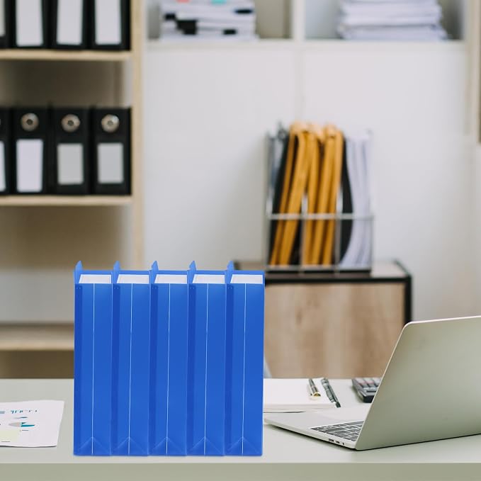 Dunzoom 50 Pack File Jackets Letter Size 2 Inch Blue Expansion Manila Plastic File Folders Expandable Heavy Duty Reinforced Straight Cut Tab Expandable Document Jacket for Office - Image 4
