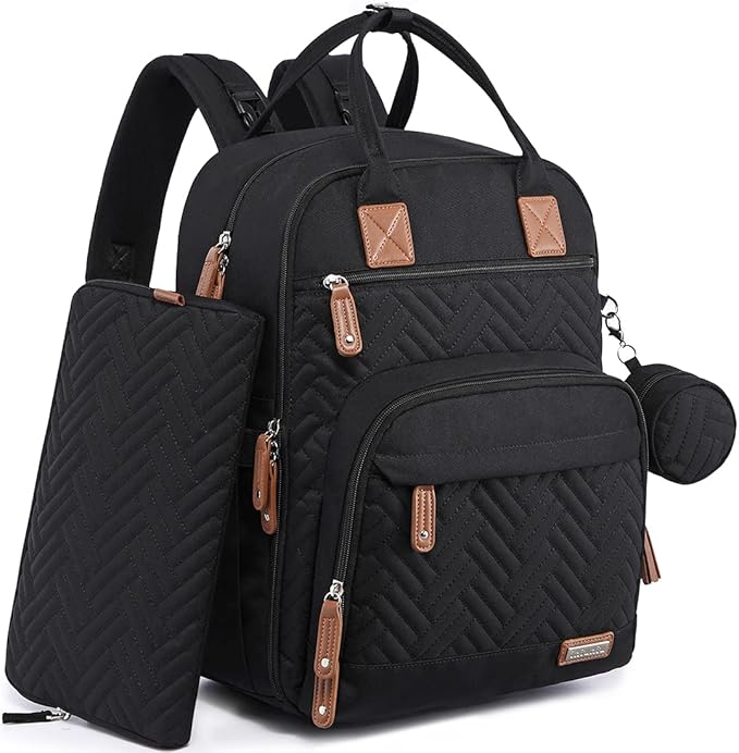iniuniu Baby Diaper Bag Backpack, 4 in 1 kit Large Capacity Travel Backpack | Waterproof Backpack for Moms Dads,Travel Backpack with Pouch,Washable Changing Pad, Baby Essentials by iniuniu