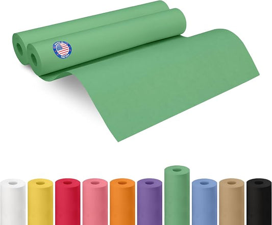 18" x 1200" (100 ft) Green Kraft Paper Roll, Pack of 2 - USA-Made Quality Craft Paper for Gift Wrapping, Kids' Arts & Crafts, School Projects - 100% Recycled, 50 lb Natural Material by IDL Packaging by IDLPackaging
