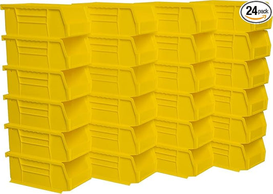 Akro-Mils 30220 AkroBins Plastic Storage Bins, 7"x4"x3", Yellow, 24-Pack | Space-Saving Stackable Bins for Garage, Pantry, Craft Organization by Akro-Mils