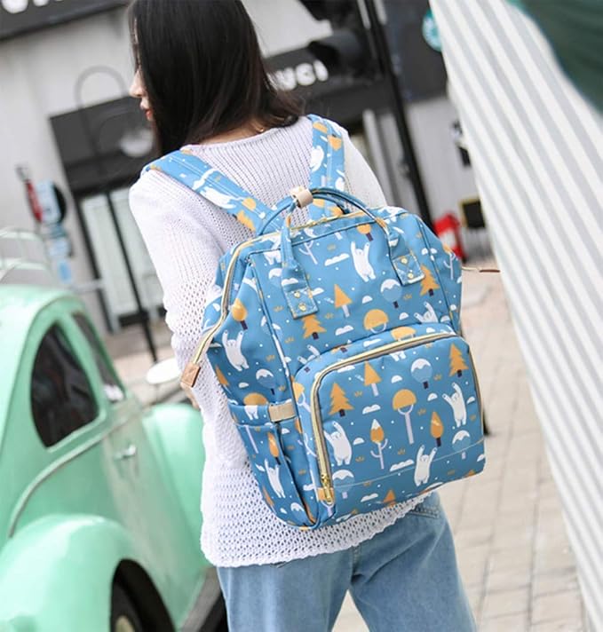 Large Capacity Baby Diaper Bag Backpack Waterproof Travel Nappy Diaper Bags Cute for Girls Boys (Polar bear) - Image 8
