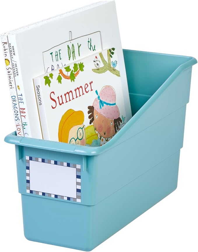 Really Good Stuff Durable Book & Binder Holder, 6-Pack, Water | 5.5" x 12.5" x 7.5", Classroom Organization, Storage Solution, Sturdy & Versatile - Image 5