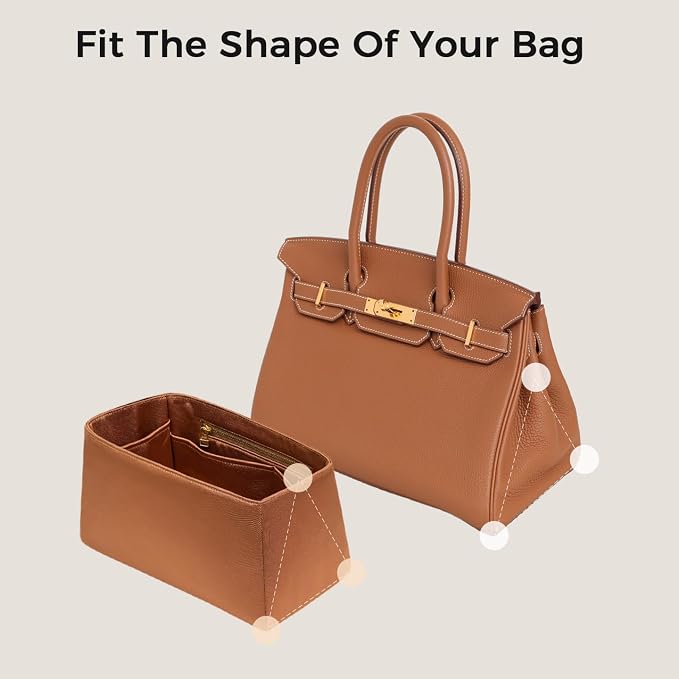 ZTUJO Silky Purse Organizer For Birkin, Luxury Purse Organizer Insert (Gold, BK25) - Image 4