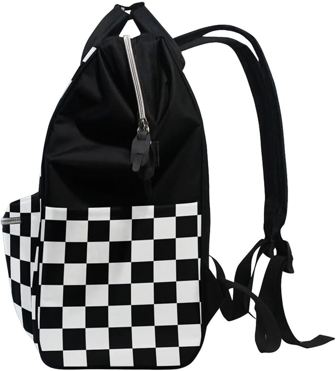 Large Capacity Baby Diaper Bag Waving Checkered Flag Car Racing Durable Multi Function Travel Backpack - Image 4