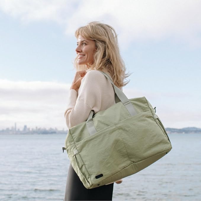 Austin Carry-On Travel Duffel Bag for Women, 18” Weekender Bag with Laptop Sleeve, Durable Material, and Trolley Sleeve, Ideal for Work, Gym, and Overnight Trips (Dusty Green) - Image 6