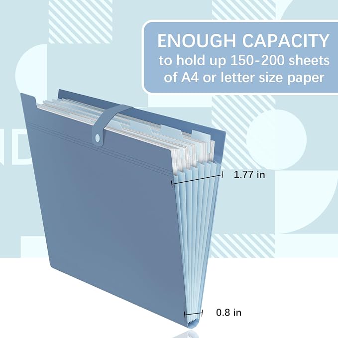 20Pack Accordion File Organizer Expanding File Folder with 8 Pockets, Bulk Letter Size Portable Paper Document Organizer for Office Home Business Supplies, Blue - Image 4
