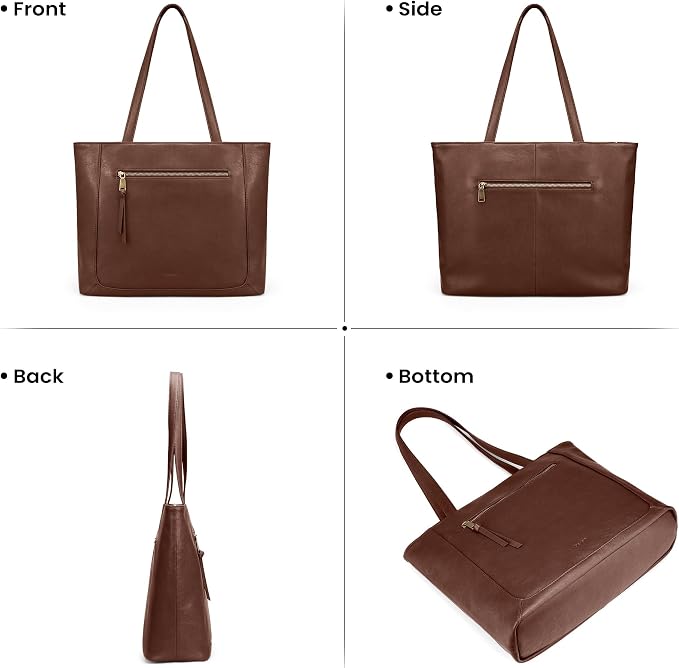 befen Genuine Leather Tote Bag for Women, Large Work Tote Bag with Zipper Leather Purse and Handbags with 15.6" Compartment - Image 8