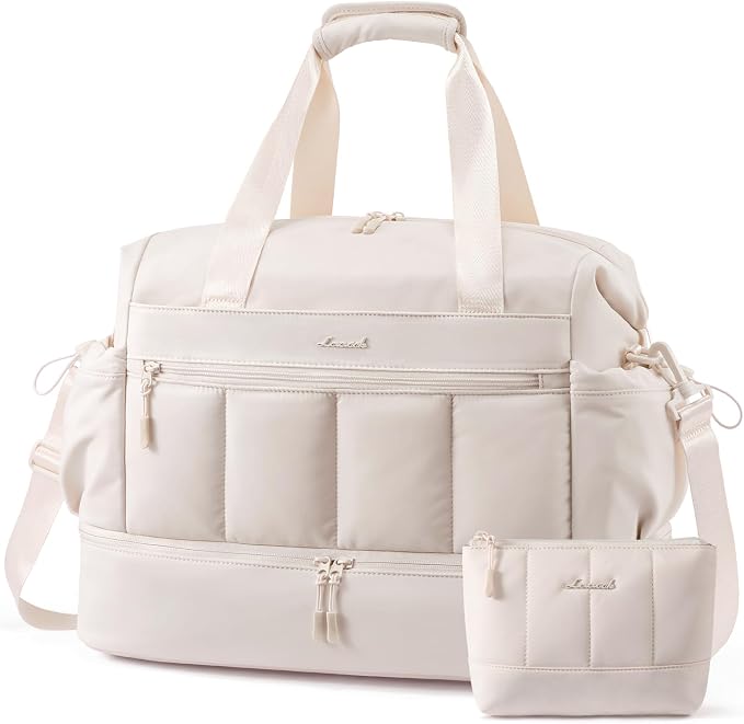 LOVEVOOK Travel Duffel Bag, Gym Bag for Women, Large Weekender Overnight Bags with Shoe Compartment, 38L Carry on Gym Hospital Bag with Wet Pocket, 2 Pcs by LOVEVOOK