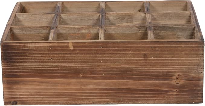 Farmhouse Wooden Storage Crate for Decoration, 12 Individual Slots | 13 x 10 inches, Rustic Small Beer Holder, Beverage Serving Caddy with Carrying Handles, Wood Crate Box for Crafts - Image 7