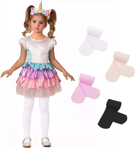 Zando 4 Pairs Tights for Girls Ultra Soft Velvet Dance Tights for Girls Ballet Gymnastics School Uniform 1-14 Years