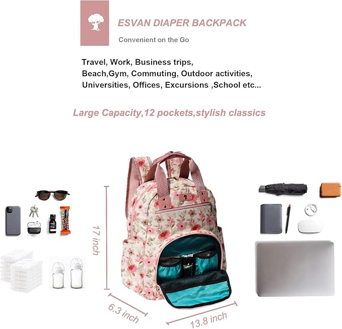 Diaper Bag Backpack Corduroy Multifunction Baby Fashion Travel Pack office Laptop Bag - Image 3