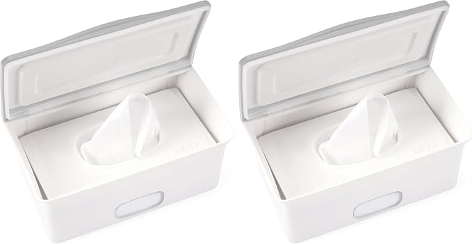 Ubbi Baby Wipes Dispenser Case, Baby Wipes Holder With Weighted Plate, Keeps Wipe's Fresh And Non-Slip Rubber Feet, Gray (Pack of 2) by Unknown